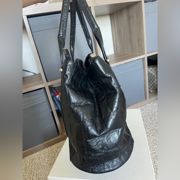 Mattioli Leather Black Reptile Handbag - Picture 5 of 16